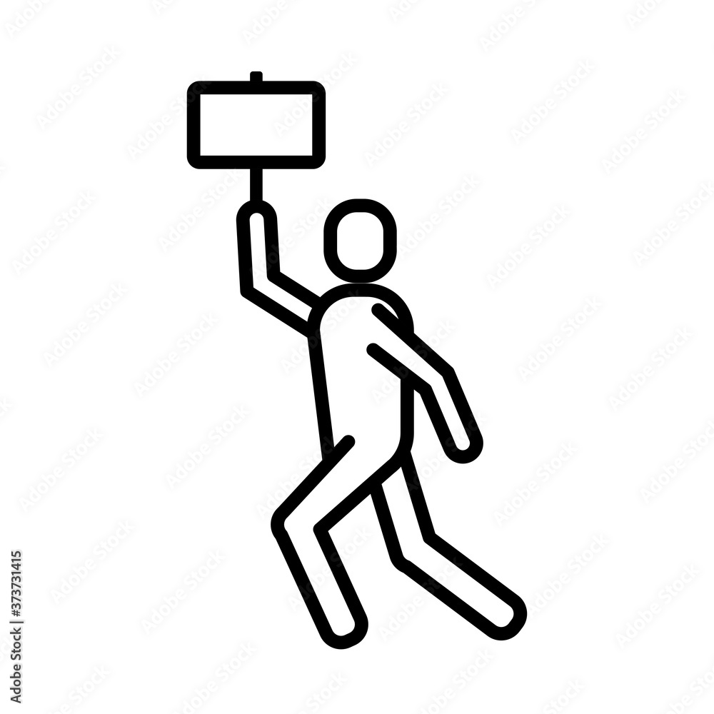 man protesting with banner line style icon man protesting with banner line style icon
