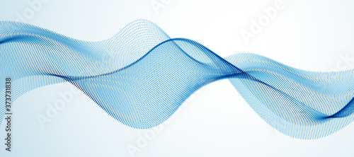 Wave of flowing particles modern relaxing illustration. Round dots vector abstract background. Beautiful wave shaped array of blended points.