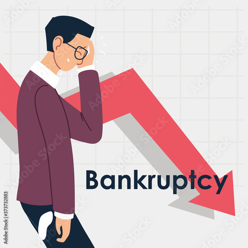 bankruptcy, businessman in financial crisis