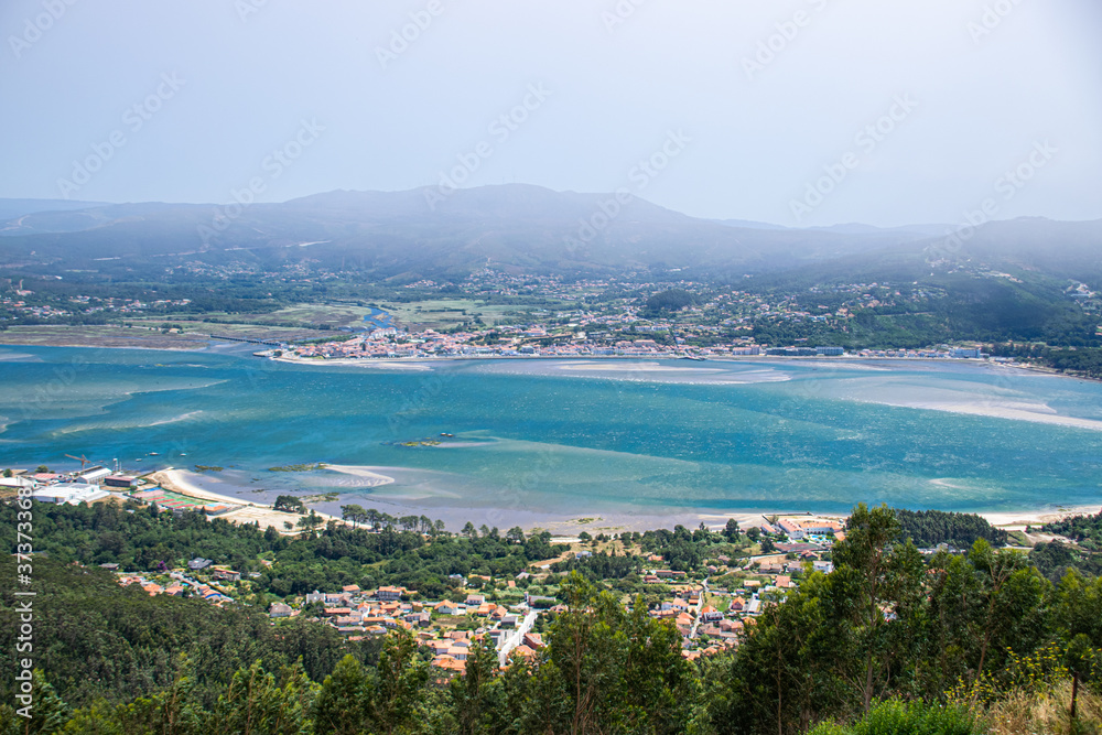 View of the Atlantic ocean from a viewpoint in Galicia close to the Minho river
