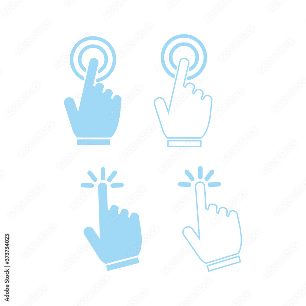 Hand Cursor icons click set symbol vector for web Hand Cursor icons click set symbol vector for web