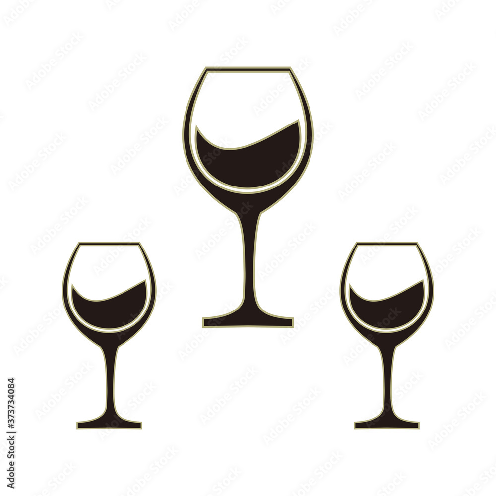 wine glass set, icon vector illustration sign