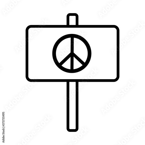 protest banner with peace and love sign line style icon