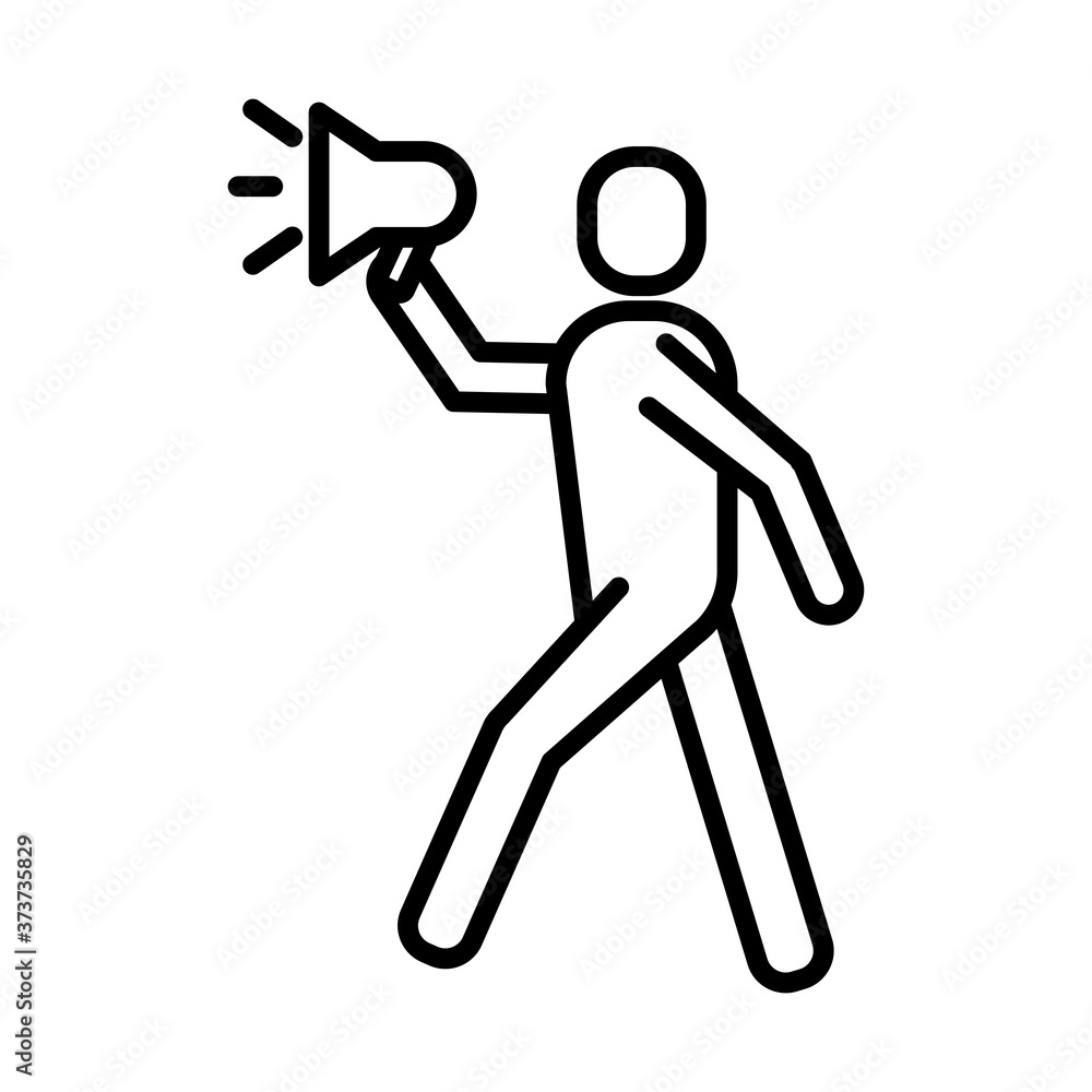 man protesting with megaphone line style icon man protesting with megaphone line style icon