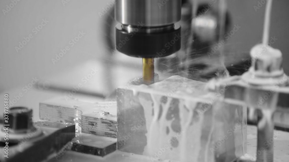 Milling machine in operation high-tech machine lathe metal processing Milling machine in operation high-tech machine lathe metal processing