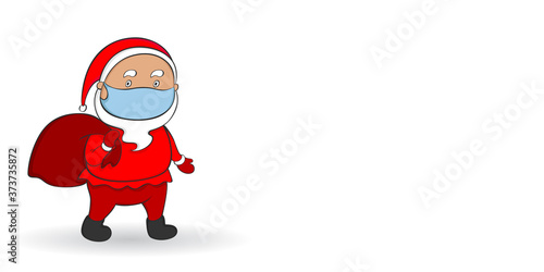 Christmas 2020 poster with copy space. COVID-19 pandemic. Vector illustration.