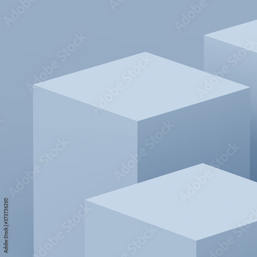 Abstract 3d blue gray color stage podium scene minimal studio background. 3d geometric shape object illustration render. Display for cosmetic fashion product. Natural monochrome color tones.