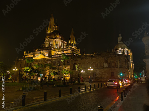 Catedral de Guadalajara, Jalisco, México de noche