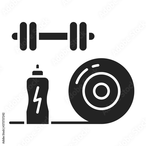 Sports equipment black glyph icon. Home leisure concept. Outline pictogram for web page, mobile app, promo.