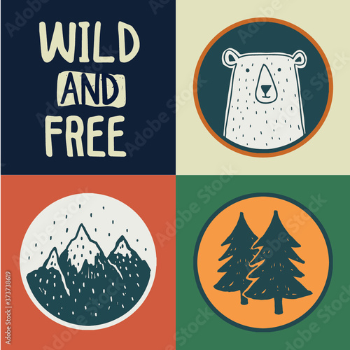 Mountain illustration, outdoor adventure . Vector graphic for t shirt and other uses.