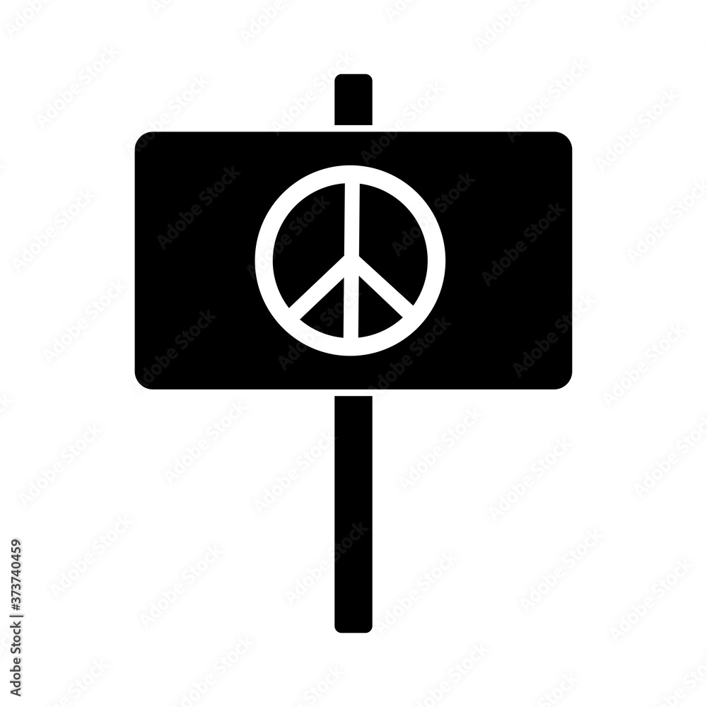 protest banner with peace and love sign silhouette style icon protest banner with peace and love sign silhouette style icon