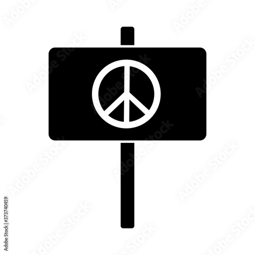 protest banner with peace and love sign silhouette style icon