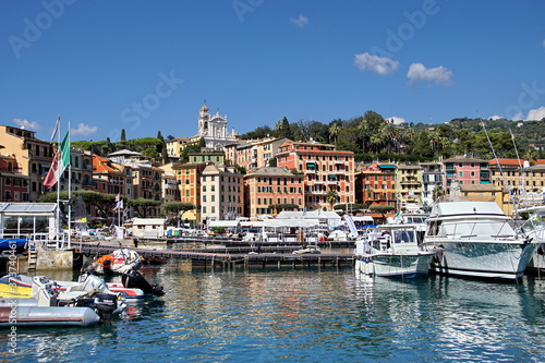 Architecture and port of Santa Margherita Ligure - popular touristic destination in summer at Italy