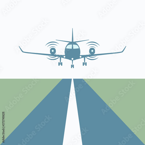 Light Aircraft. Excellent Airplane Landing or Takeoff over Runway.