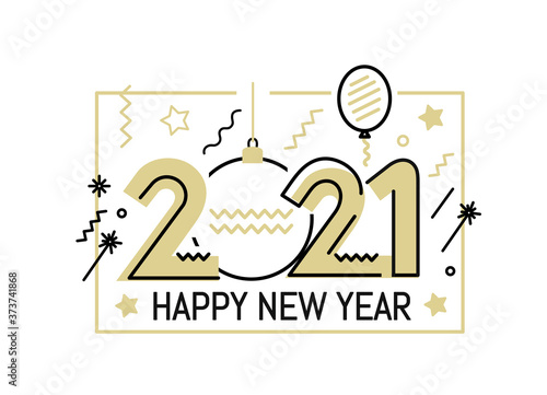 New Year gold 2021 number design