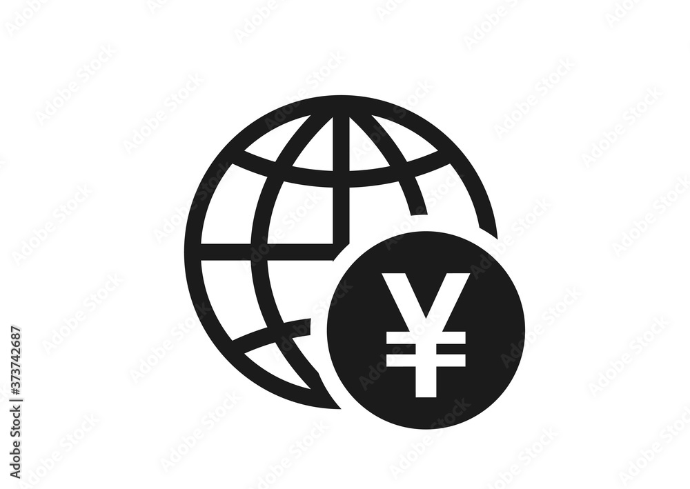 globe with japanese yen coin icon. world money symbol globe with japanese yen coin icon. world money symbol