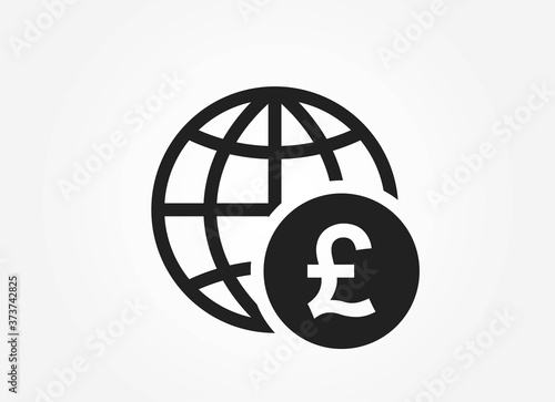globe with british pound coin icon