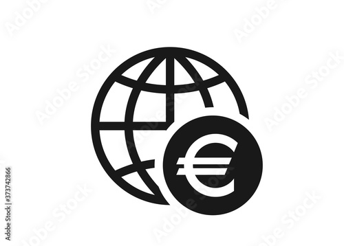 globe with euro coin icon. world money symbol