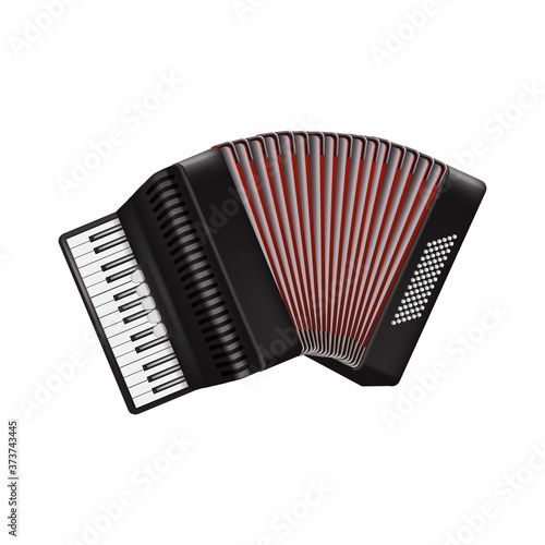 Realistic 3d Detailed Bayan Accordion with Keyboard. Vector