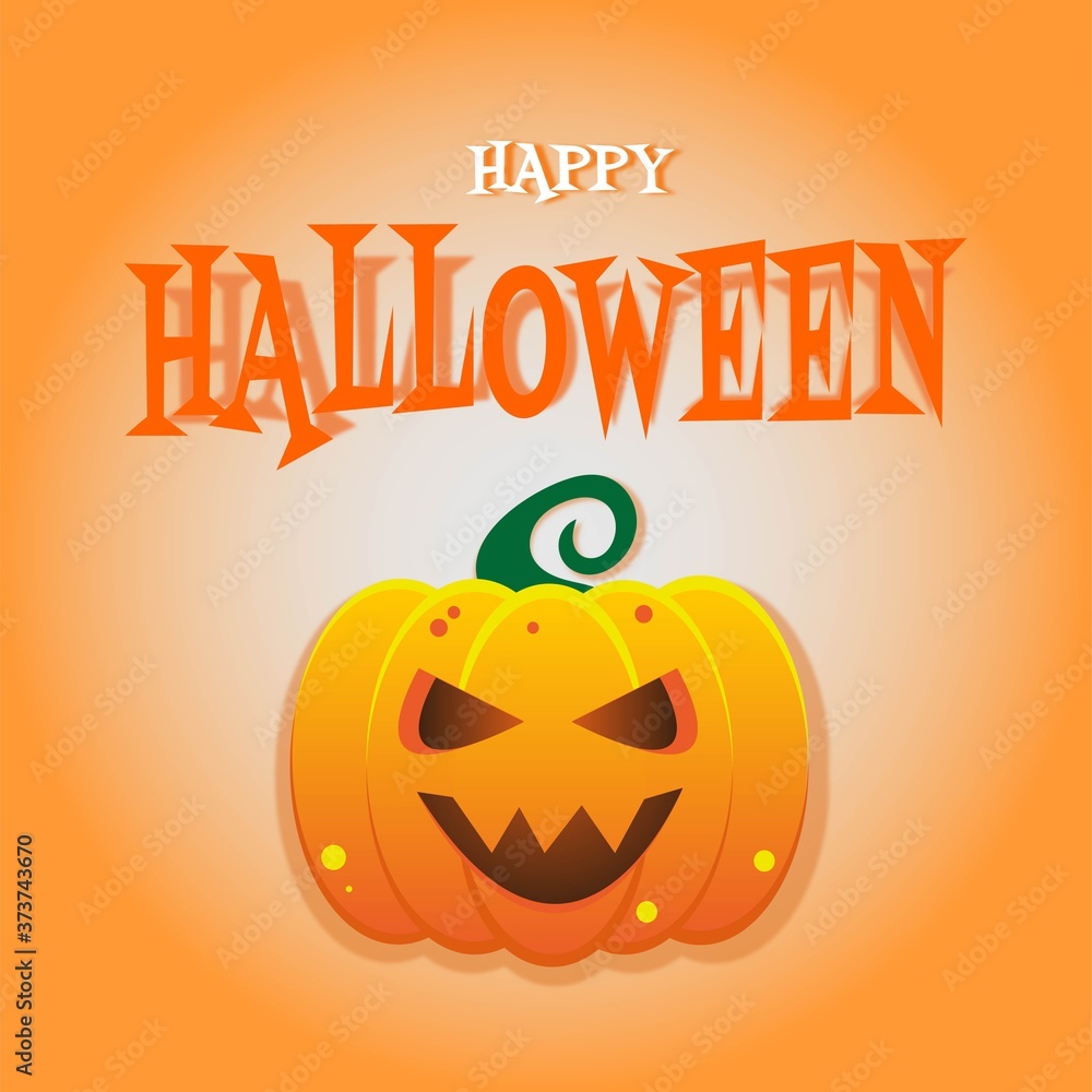 Happy halloween scary smiling pumpkin banner Happy halloween scary smiling pumpkin banner
