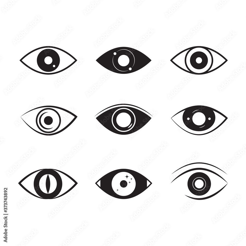 Eye Signs Black Thin Line Icon Set. Vector Eye Signs Black Thin Line Icon Set. Vector