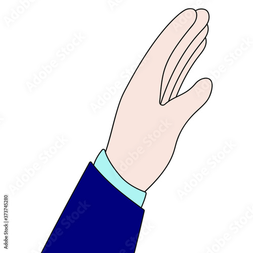 Male hand in a welcome gesture