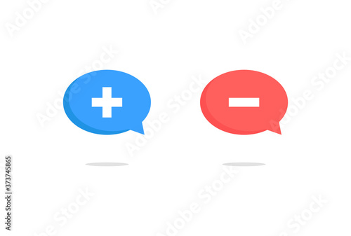 Plus and minus button design. Add and remove chat user button. Vector illustration.