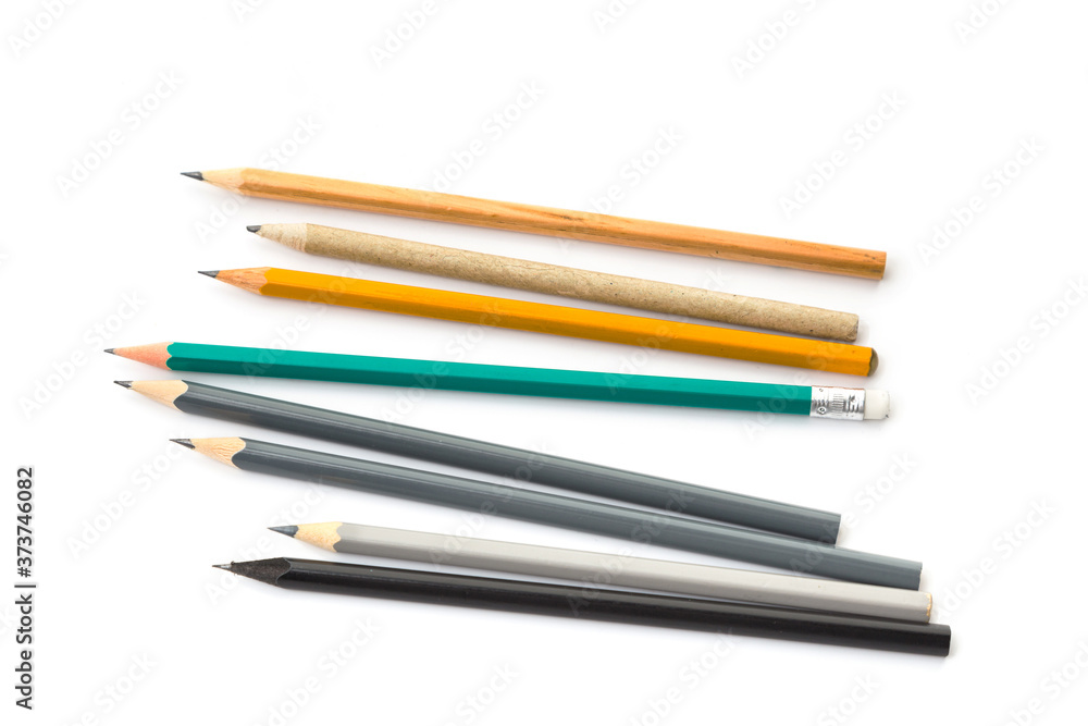 Assortment of various pencil isolated on white Assortment of various pencil isolated on white