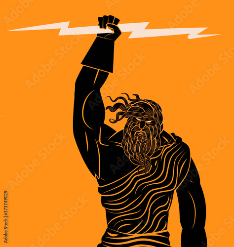 zeus greek mythology god throwing rays photo