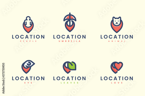 set logo pin location with beautiful line color logo design inspiration