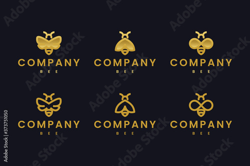 set logo insect bee line art concept logo design inspiration