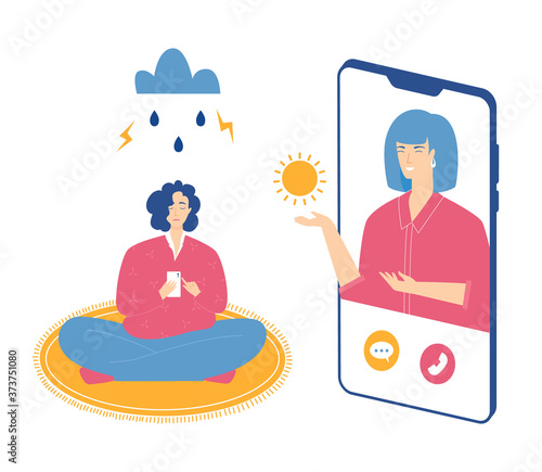 Online psychotherapy concept. Psychological counseling. Vector illustration.