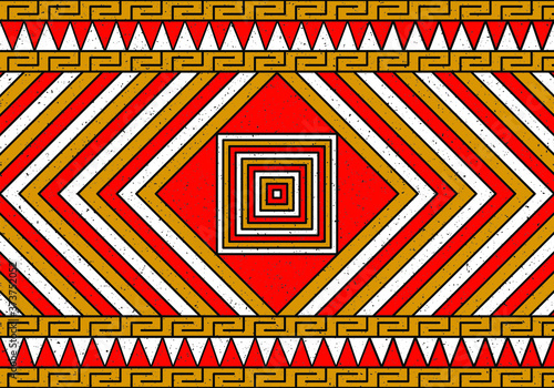 Ancient colorful native art based in Inca pre columbus geometric figures pattern. Indigenous concept