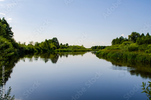 landscape of a river with steep banks © Сергей Семенов