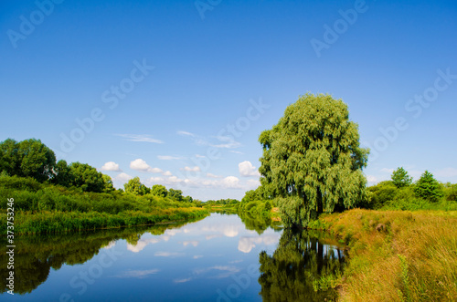 landscape of a river with steep banks