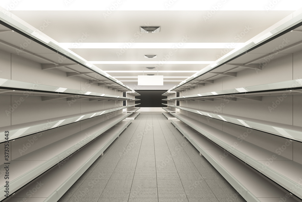 Empty supermarket stand interior, 3d render
Empty supermarket stand interior, 3d render