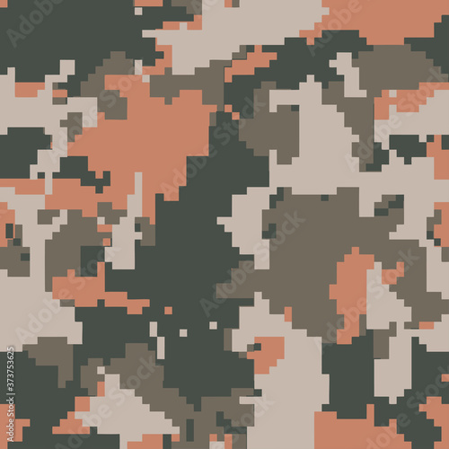 Digital pixel camouflage seamless pattern for your design. Desert color camouflage, fabric. Vector Texture