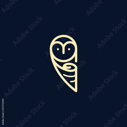 Modern And Creative Cream Yellow Colored Thinline Owl Paper Logo Illustration, Monoline, Continuous Line, Business, Accounting, Marketing, Education, Office, Industry, Justice, Multimedia. photo