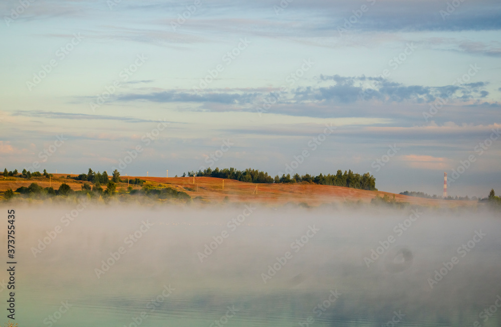 foggy sunrise on the river
