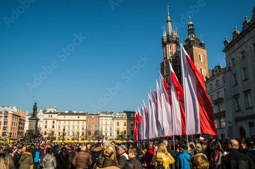 Independence day in Cracow's marketplace, Cracow