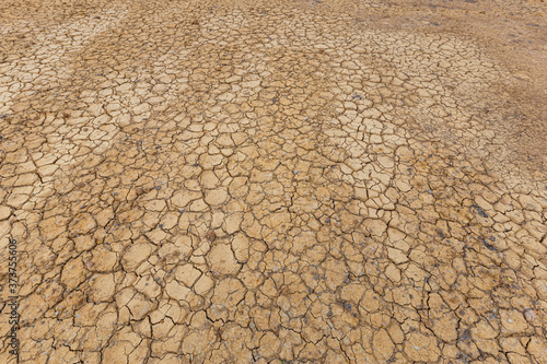 Brown dry soil or desert cracked ground texture background,land arid earth warming.