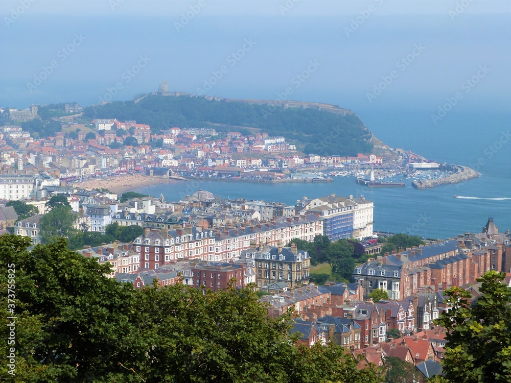 Scarborough south bay and castle taken from Olivers Mount