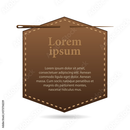 template with space for text, hexahedron shaped leather label. 