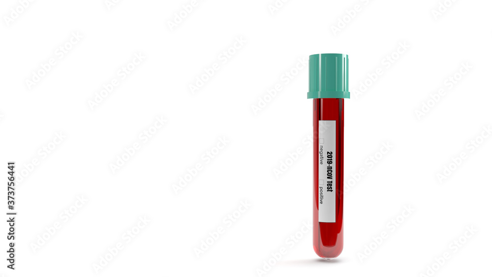 3D rendering of a test tube for covid 19 blood test 3D rendering of a test tube for covid 19 blood test