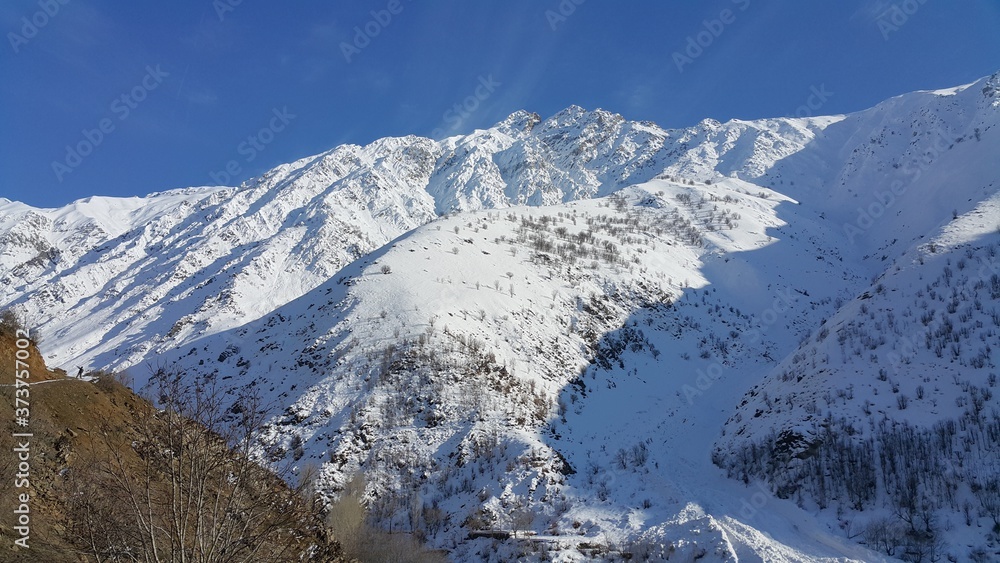 snowy mountains and winter season
