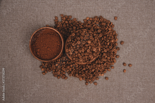 Evolution of coffee on black background