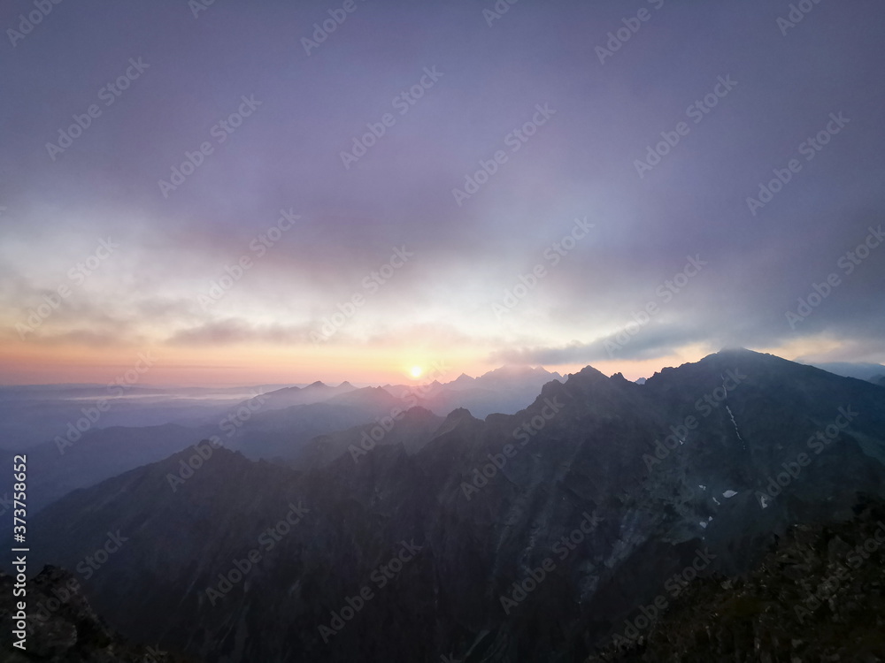 Sunrise over the Tatra Mountains Poland Rysy.