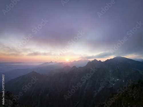 Sunrise over the Tatra Mountains Poland Rysy. © Tomek