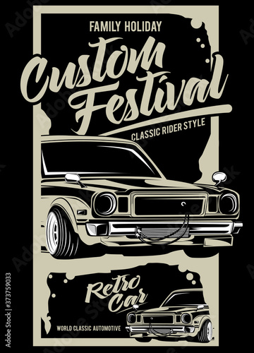 custom festival, illustration of classic race car