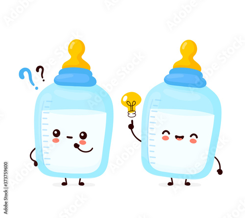 Cute happy baby bottle with nipple pacifier